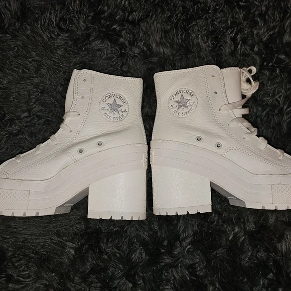 NWT Converse Chuck 70 Deluxe white leather high heeled sz 6.5 never worn - Picture 10 of 16